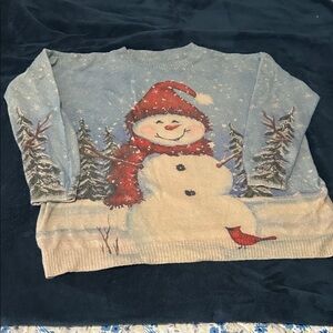 Festive Snowman Sweater - Blue and Red